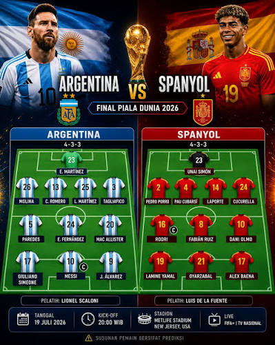 Susunan Pemain Argentina vs Spanyol